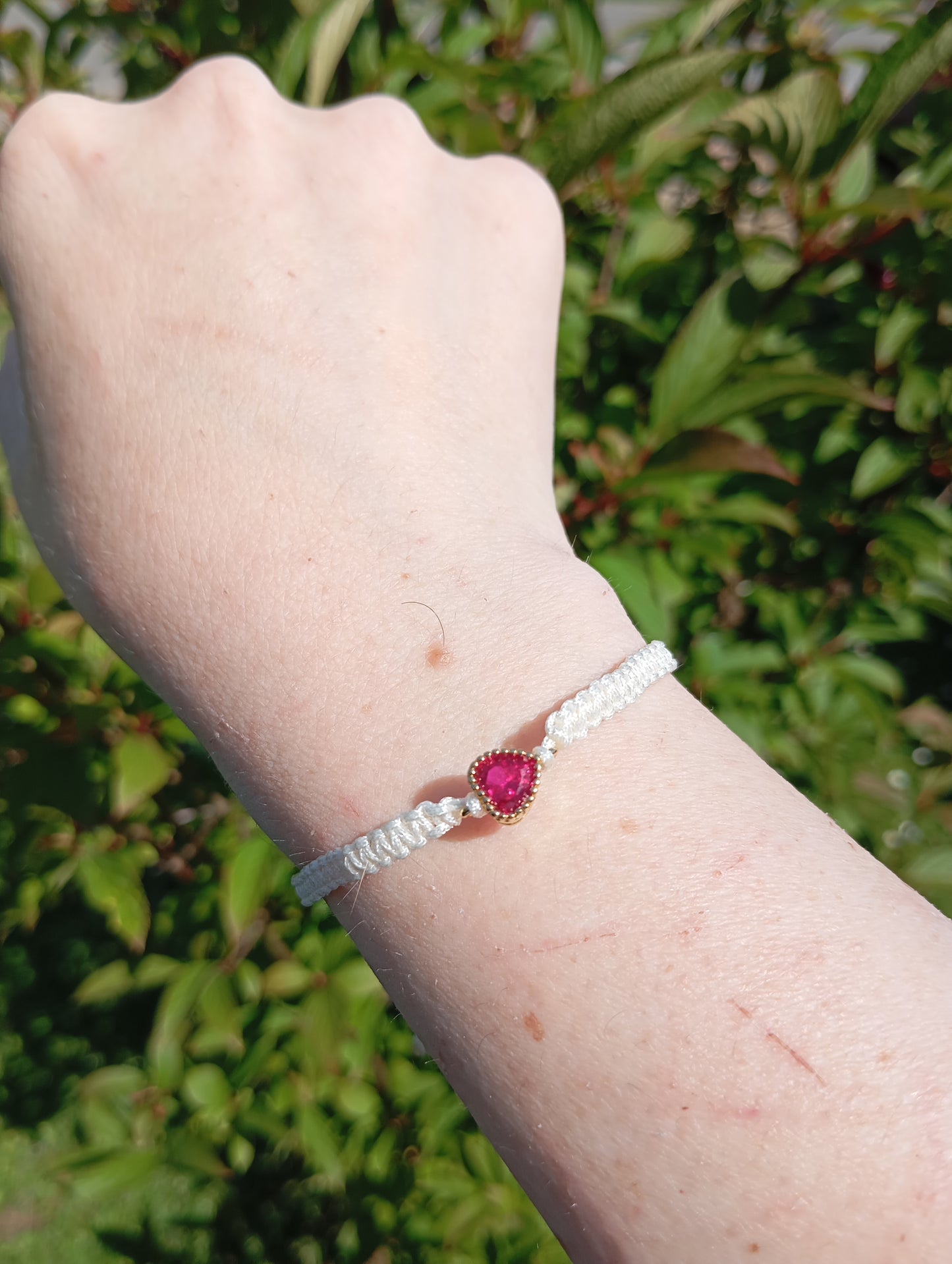 Makramee Armband 💖 Ruby Heart