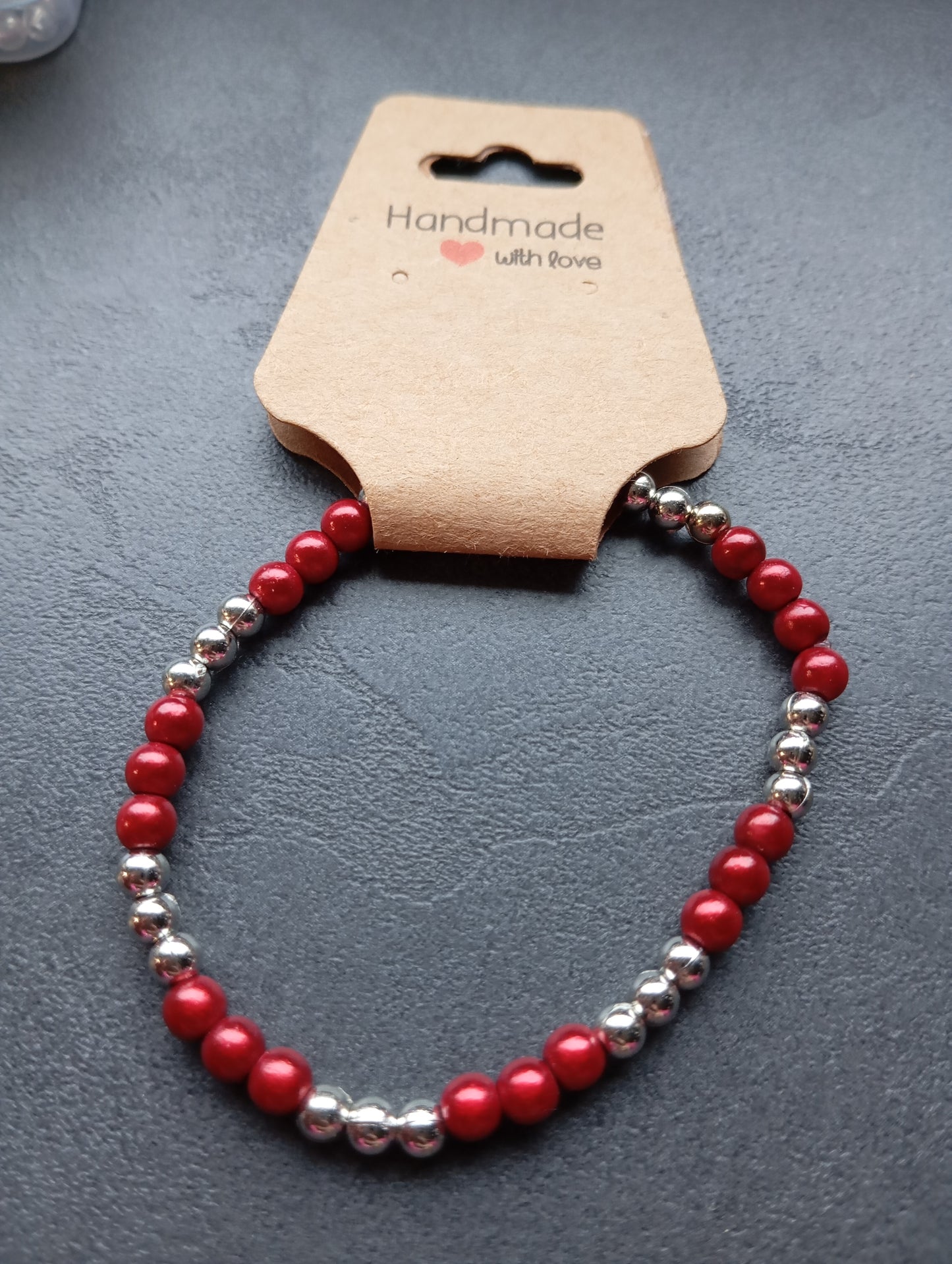 Armband Magic Pearls silber rot