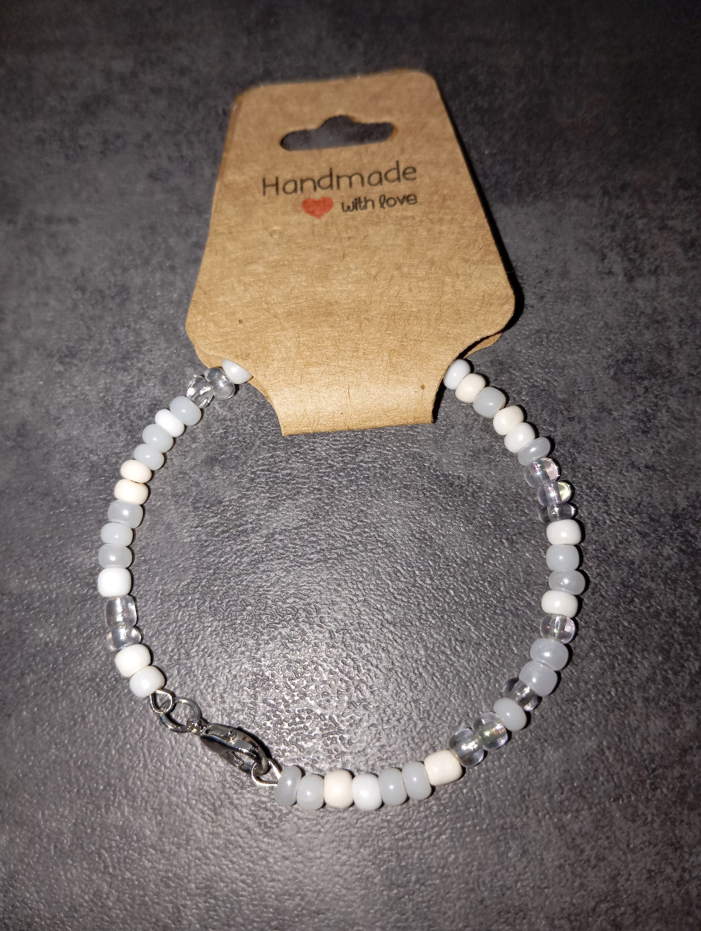 Armband weiß grau verstellbar