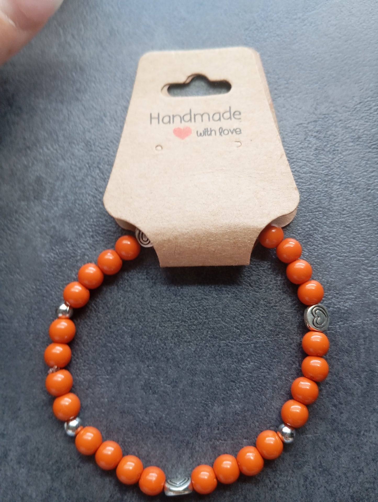 Armband braun orange mit Herz