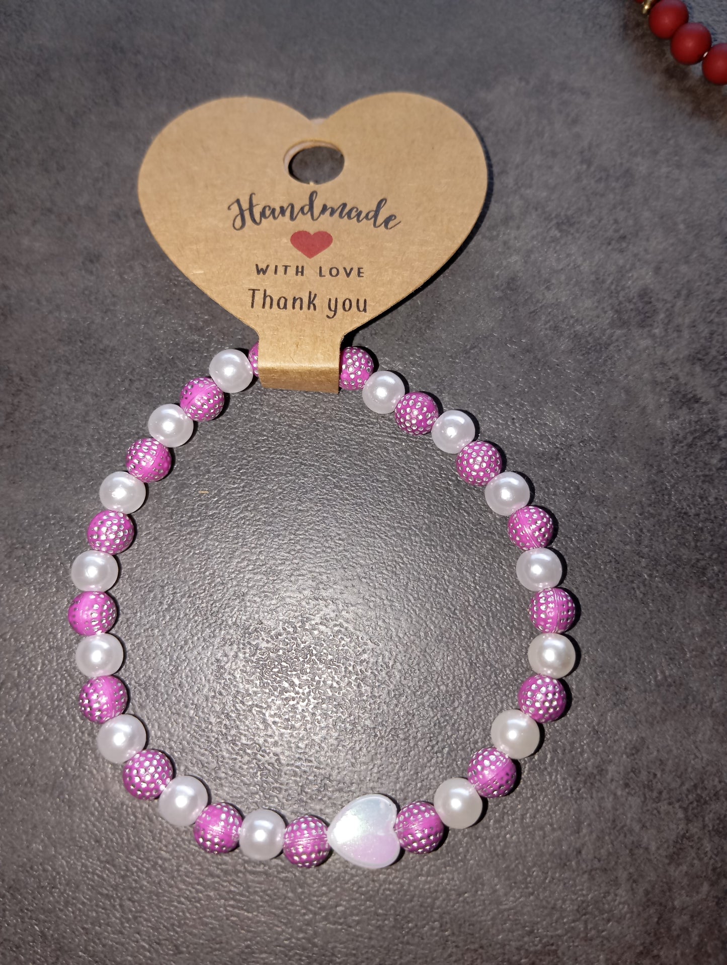 Armband Weiß pink Glitzer