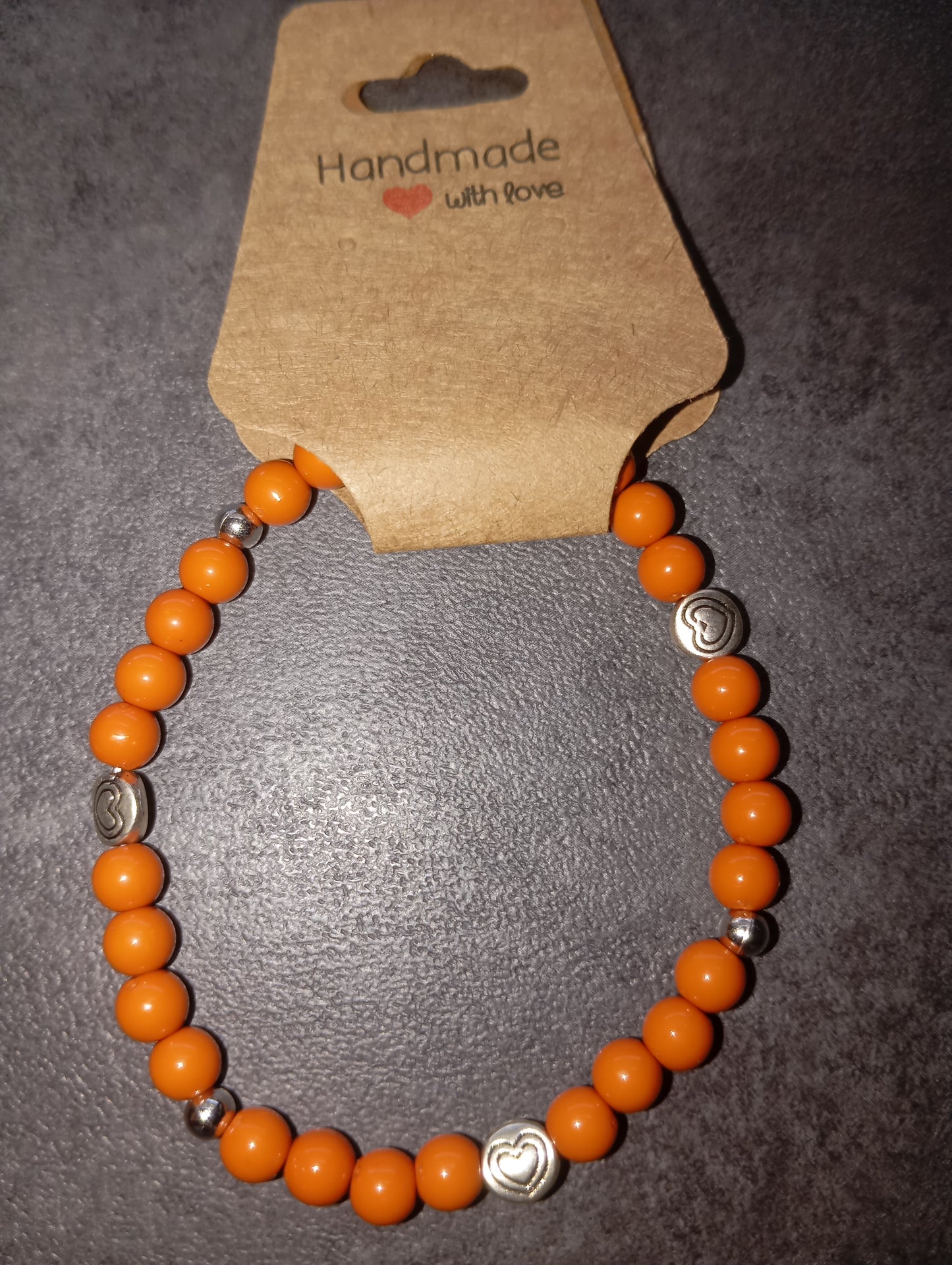 Armband braun orange mit Herz