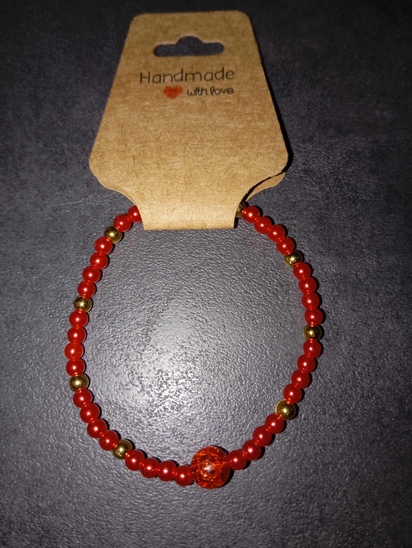 Armband rot mit roter Kugel