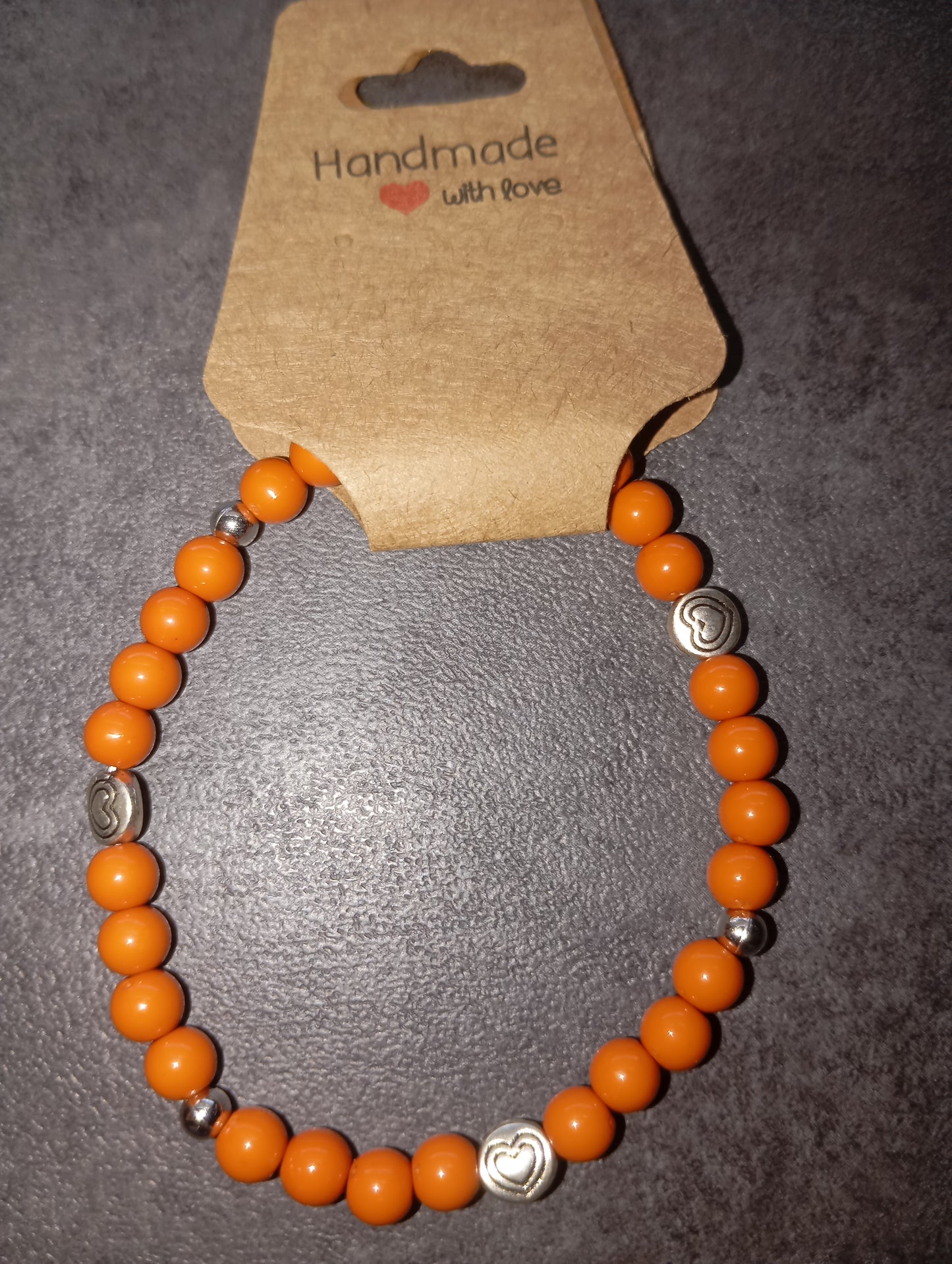 Armband braun orange mit Herz