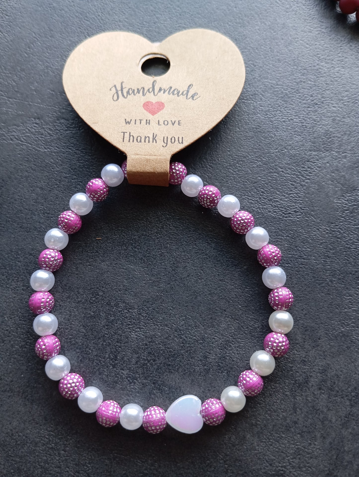 Armband Weiß pink Glitzer