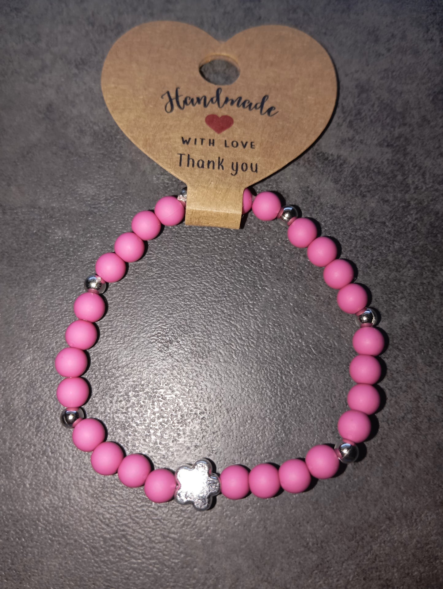 Armband pink mit Blume